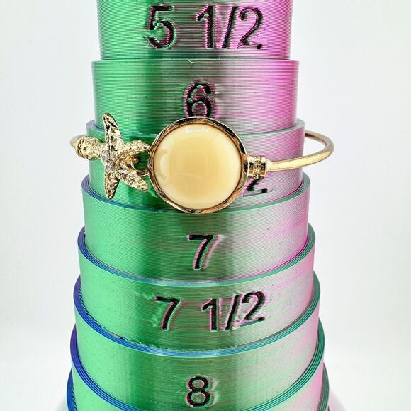 Vintage Gold-Tone Starfish Bangle Stone Accent Beachy Boho Chic Retro - Picture 8 of 8